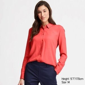 Uniqlo Rayon blend easy-care coral shirt